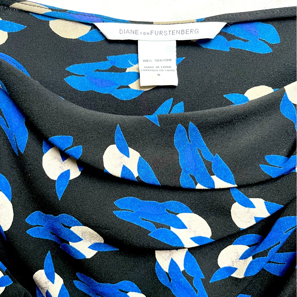 Diane Von Furstenberg DVF Matte Silk Night Clouds Sleeveless Dress
